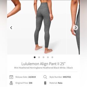 Lululemon Align Pant II 25" sz 8